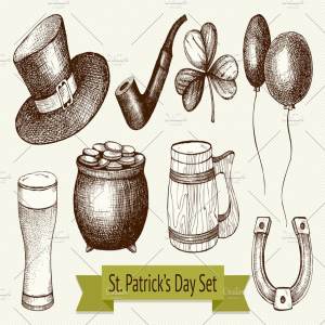 矢量圣帕特里克日图标集 Vector St. Patrick’s Day Icons Set
