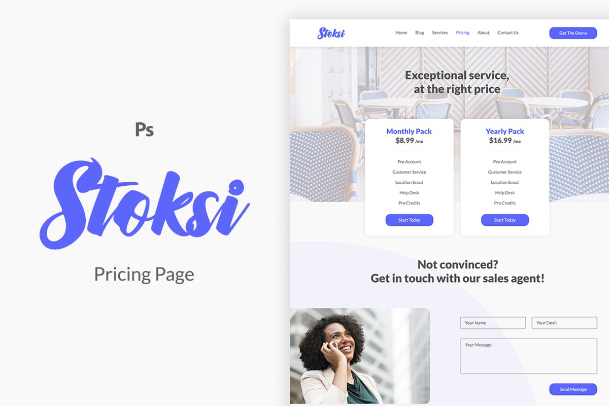 在线服务套餐价格表单UI模板 Stoksi Pricing Page