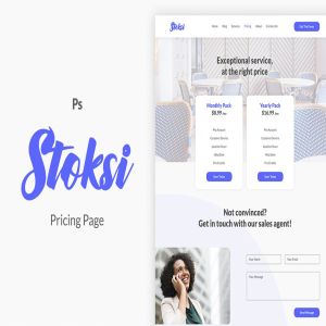 在线服务套餐价格表单UI模板 Stoksi Pricing Page