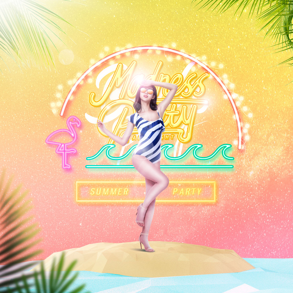 夏季沙滩派对主题创意海报模板