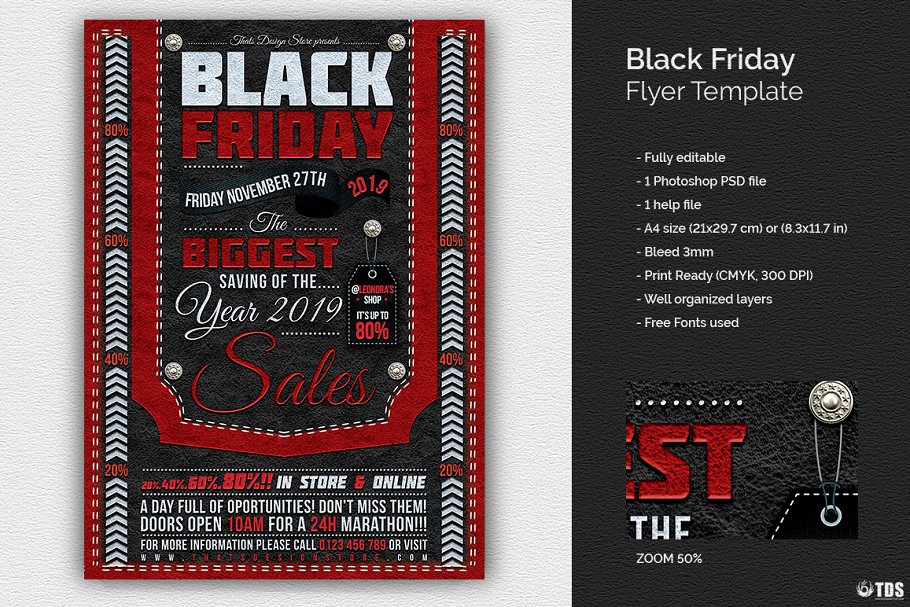 黑色星期五购物促销PSD广告模板 Black Friday Flyer PSD