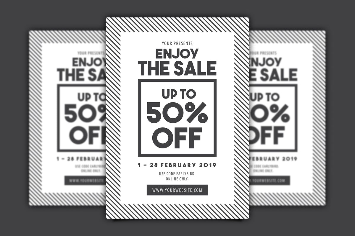 创意简约文字排版促销广告模板下载 Big Sale Flyer