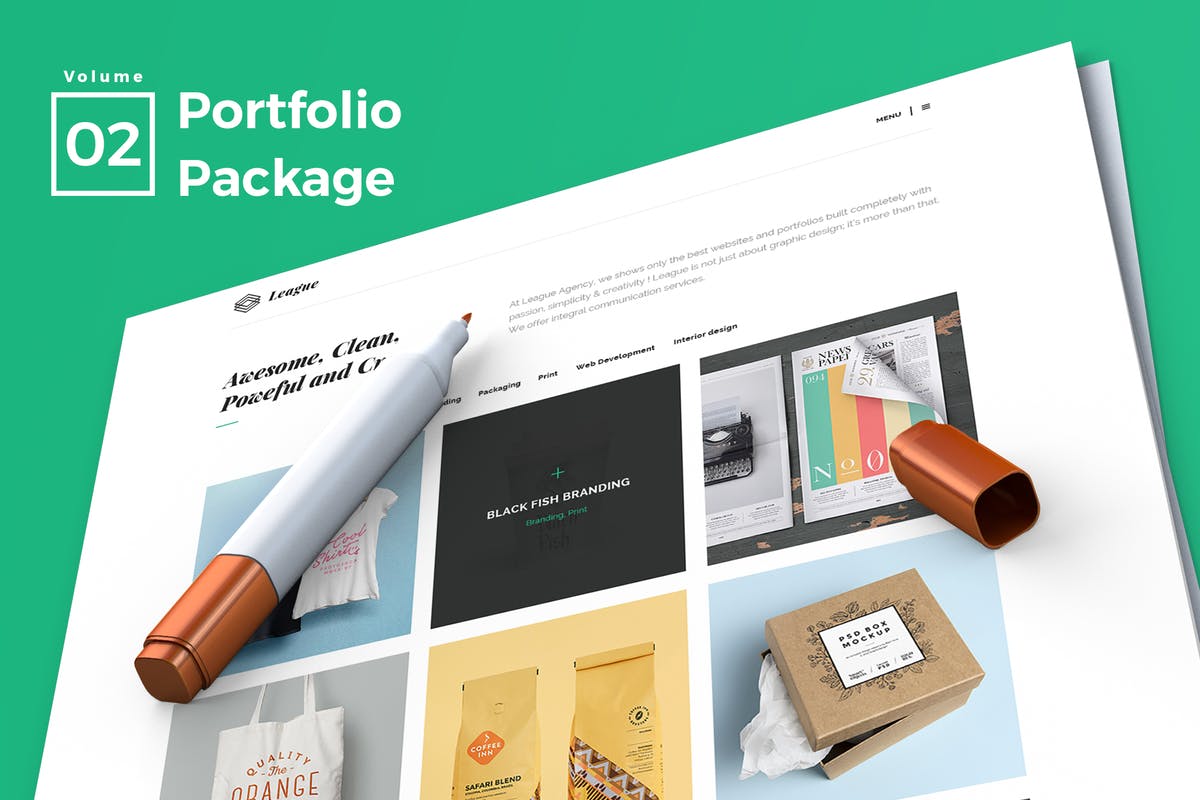 创意设计产品展示网站着陆页设计UI模板V2 Web Portfolio Vol 02