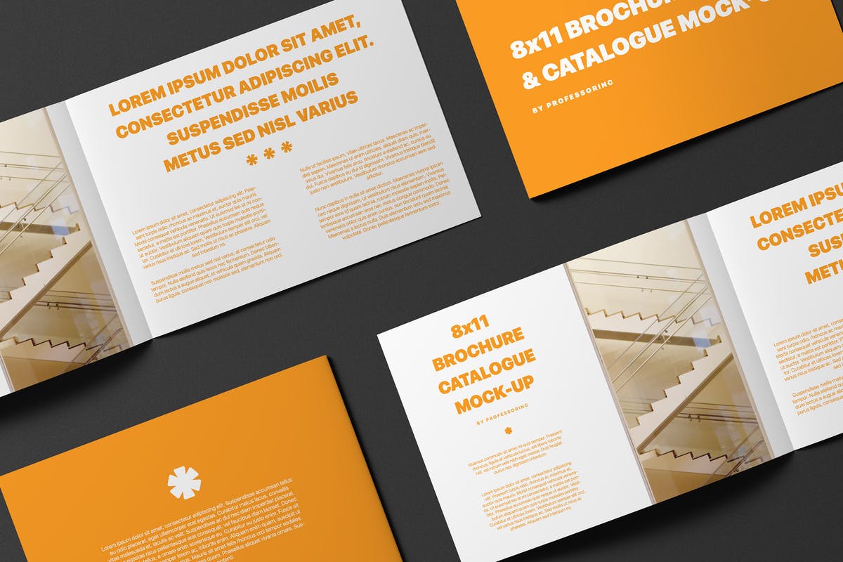 8X11景观手册/目录样机模板 8×11 Landscape Brochure / Catalogue Mock-Up