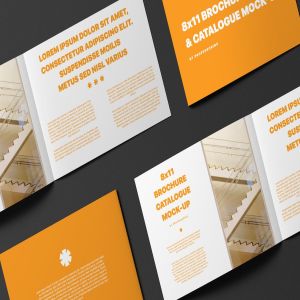 8X11景观手册/目录样机模板 8×11 Landscape Brochure / Catalogue Mock-Up