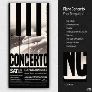 钢琴音乐演奏会海报传单PSD模板V.1 Piano Concerto Flyer PSD V1