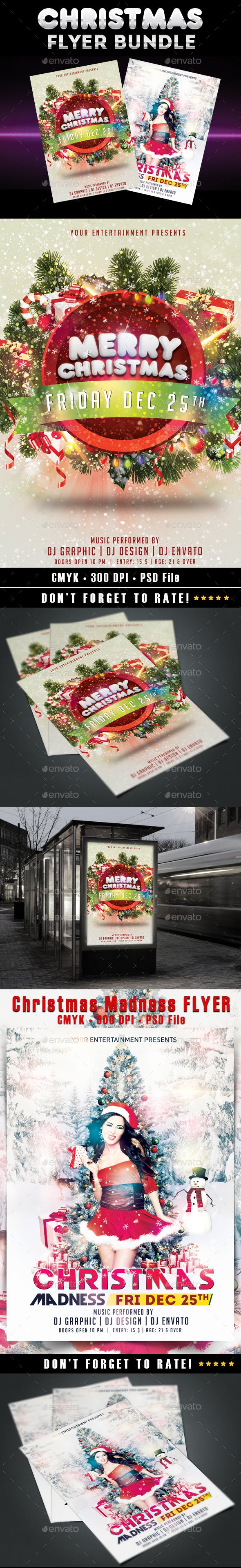 极具圣诞节氛围的海报模板 Christmas Flyer Bundle [psd]