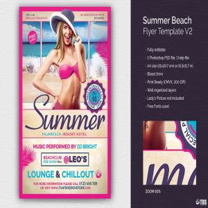 性感女郎夏日海滩派对推广传单PSD模板 Summer Beach Flyer PSD V2