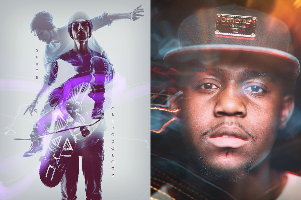 炫酷双重曝光海报照片特效PS动作 Double Exposure Photoshop Actions