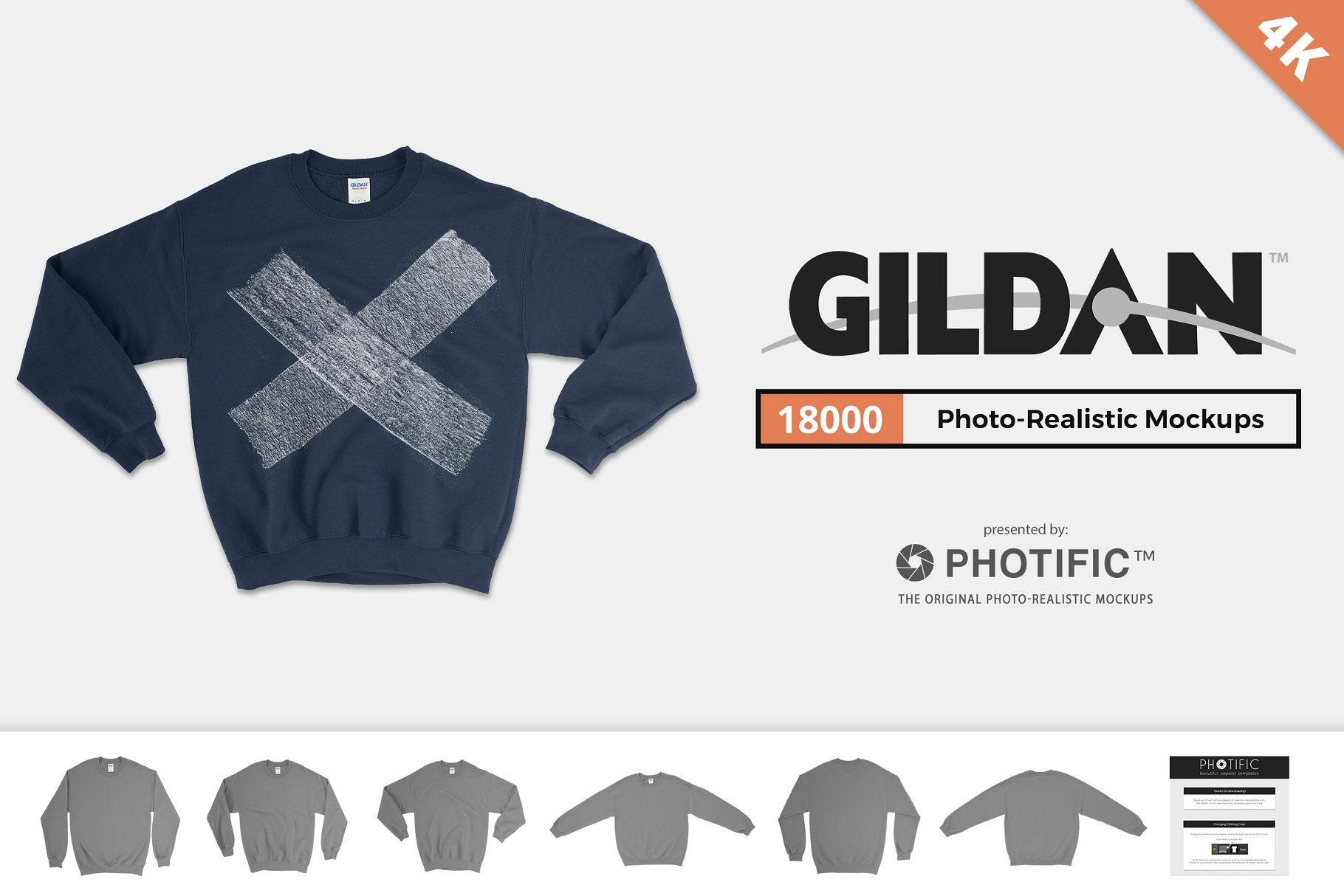 长袖卫衣样机模板 Gildan 18000 Crew Sweater Mockups