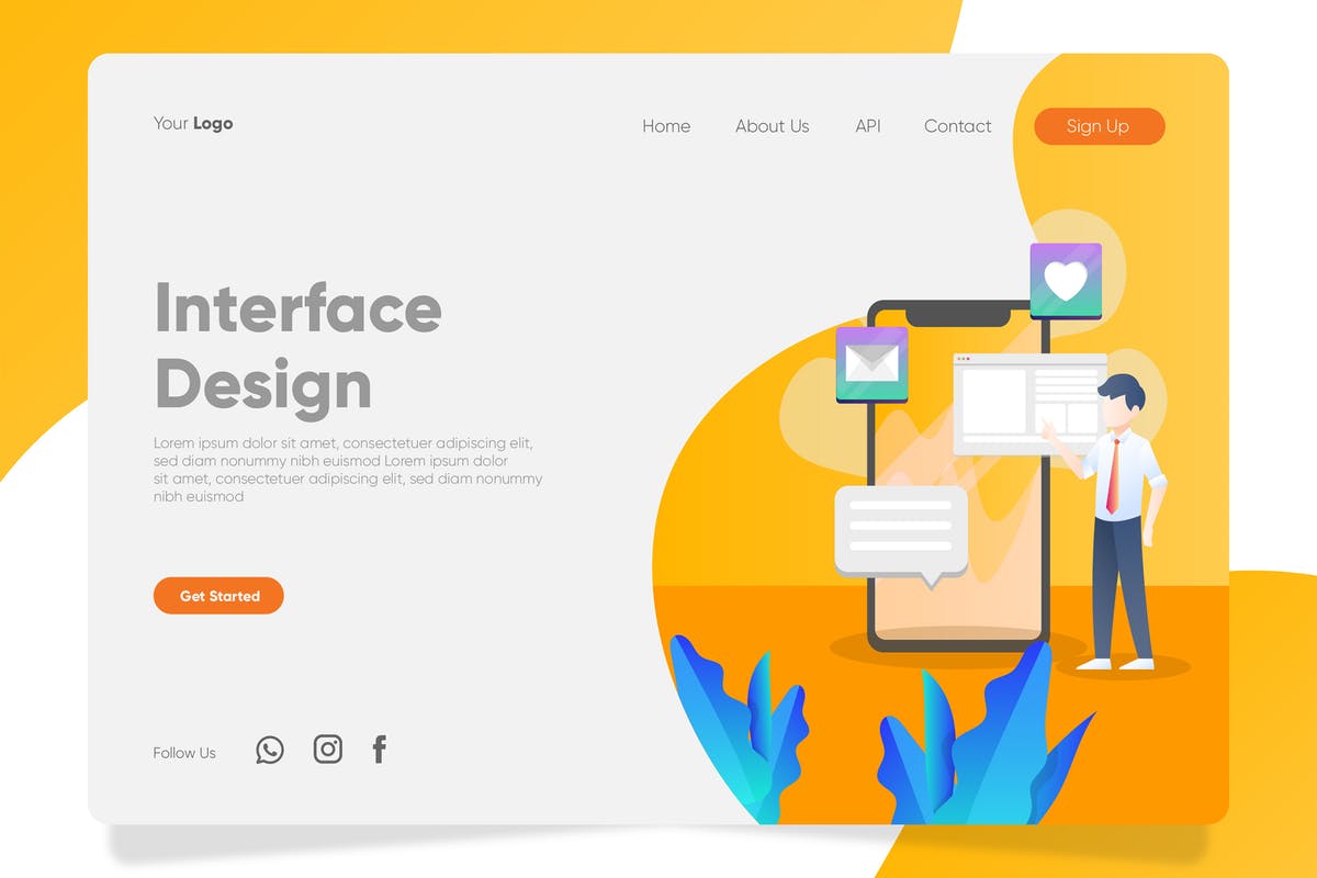 Web用户界面设计插画网站Banner＆着陆页模板 Interface Design – Banner & Landing Page