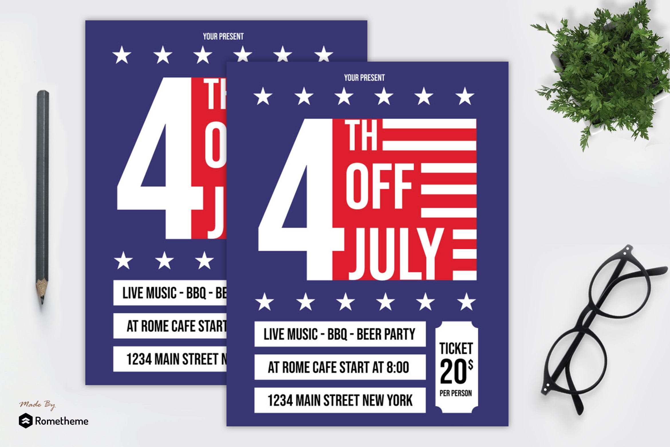 美国独立日庆祝活动海报传单设计模板v1 4th Of July Flyer vol. 01 MR