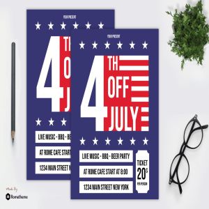 美国独立日庆祝活动海报传单设计模板v1 4th Of July Flyer vol. 01 MR