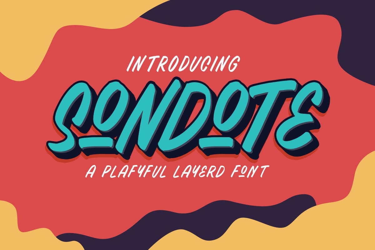手工制作英文绘画设计字体 Sondote Playful Extrude font