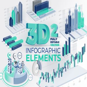 3D商务企业品牌宣传合作信息图表设计素材2 3D Corporate Infographic Elements 2