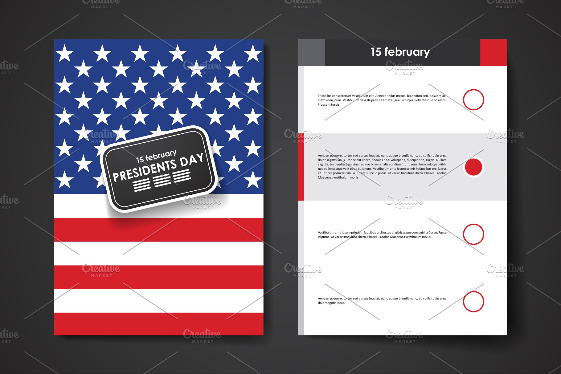 美国总统日宣传小册子模板 President’s Day brochures