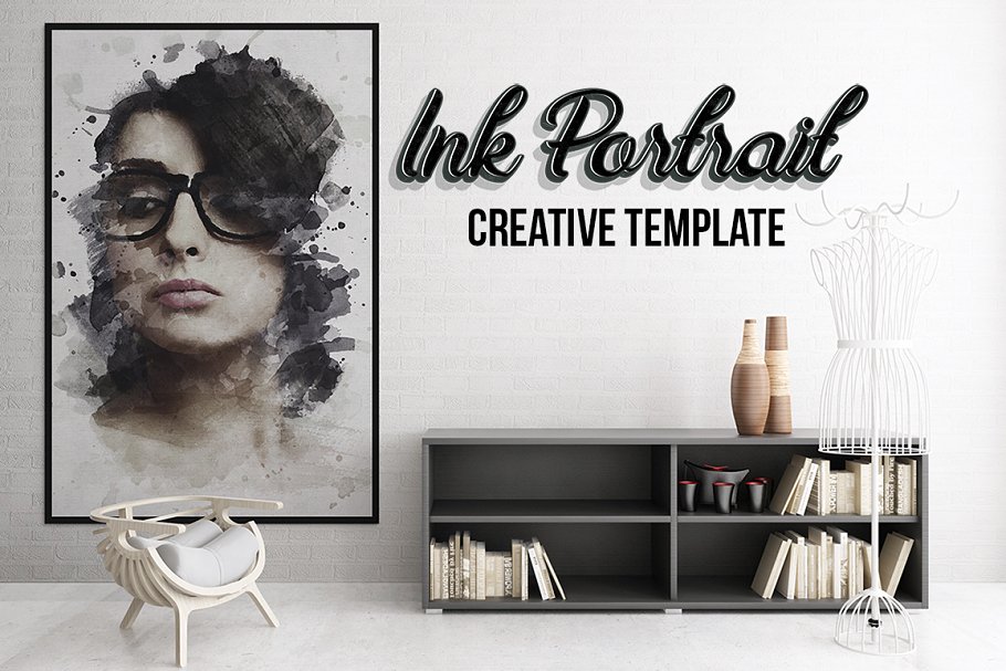 创意艺术墨水照片效果PS动作 Ink Portrait – Creative Template