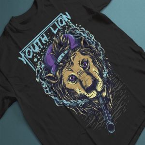 嬉皮狮子手绘T恤印花设计 Youth Lion