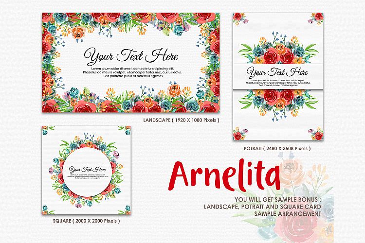 Arnelita-数字水彩花卉风格剪贴画