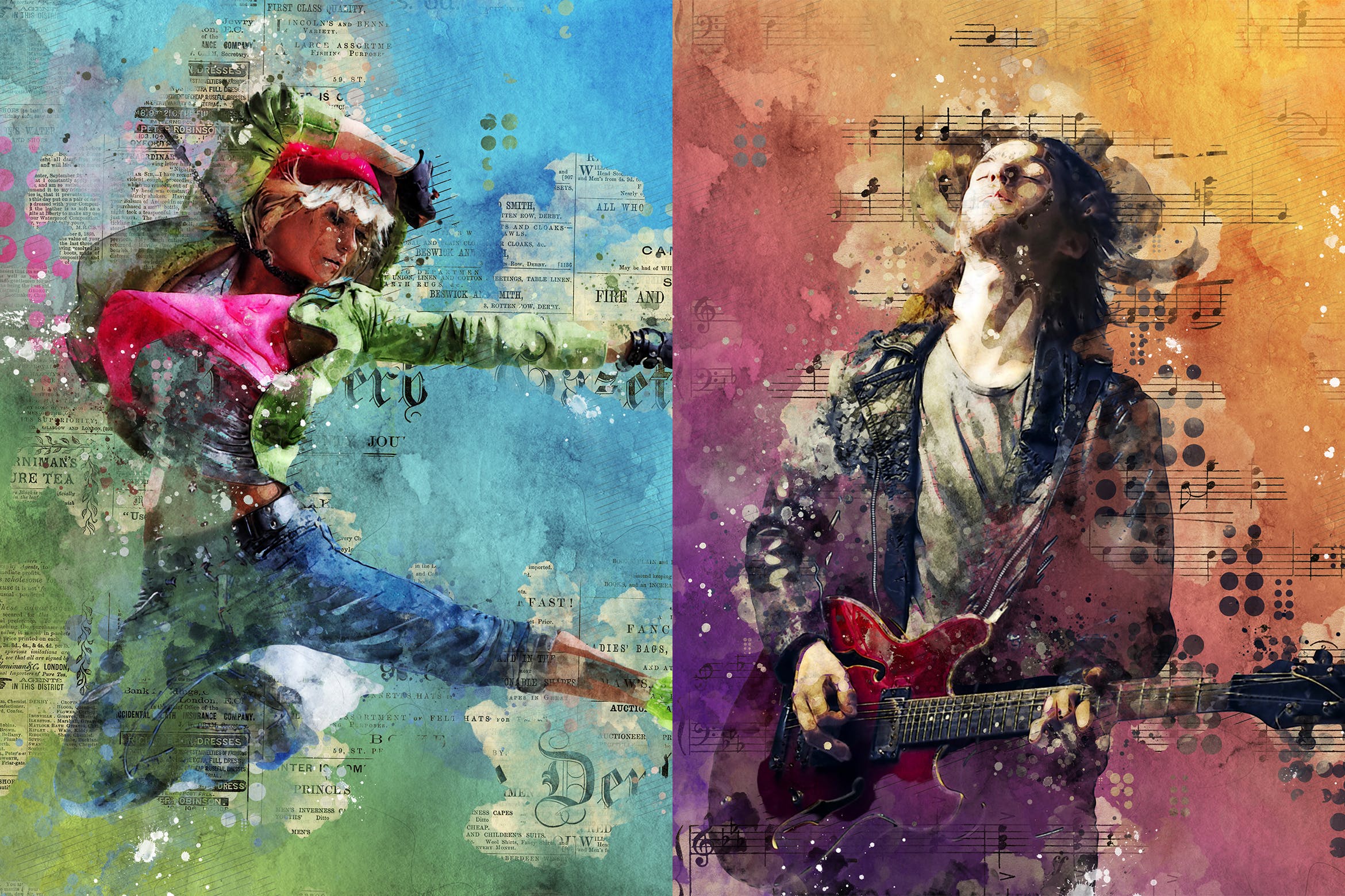 水彩涂鸦混合抽象艺术效果PS动作 Concept Mix Art Photoshop Action