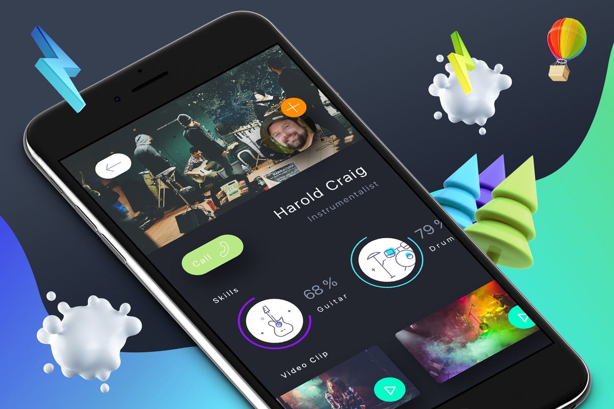 智能手机APP应用个人中心界面模板 Profile 11 Mobile Ui
