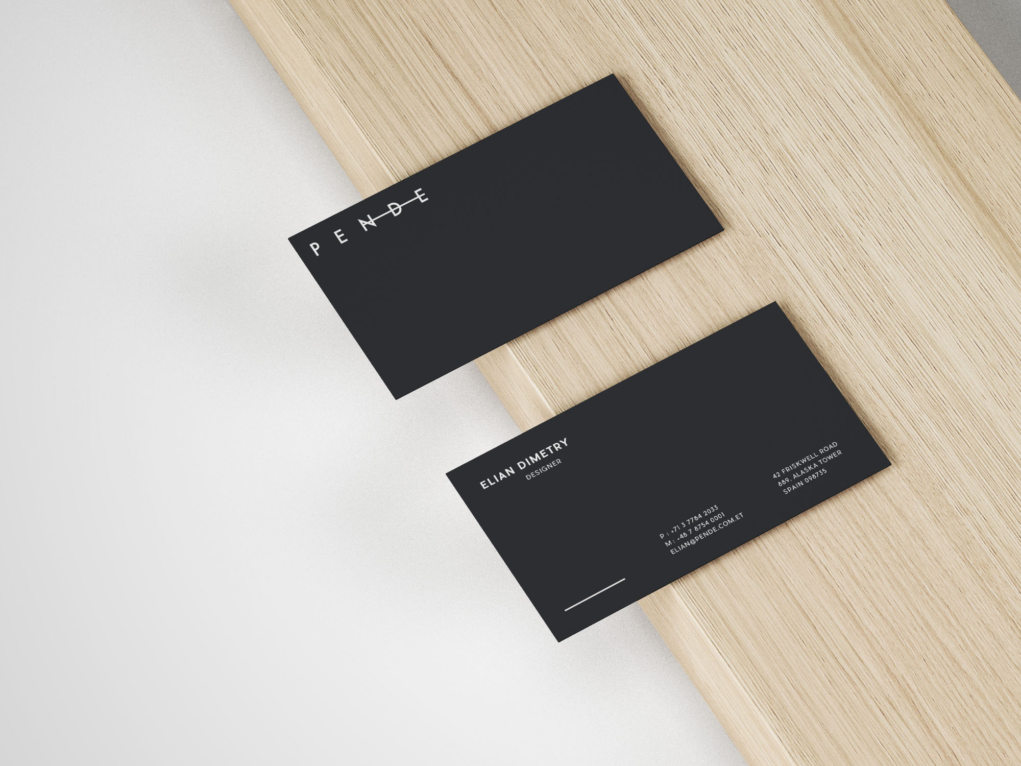 简约高级名片设计效果图样机模板 Slim Business Card Mockup
