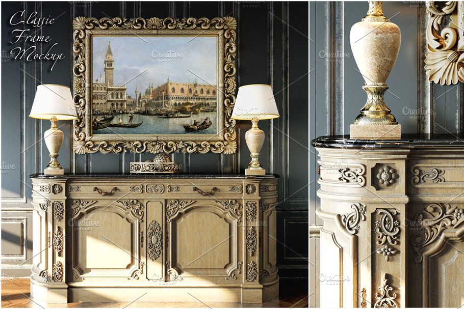 经典室内画框样机模板 Classic Interior Frame Mockup – 01