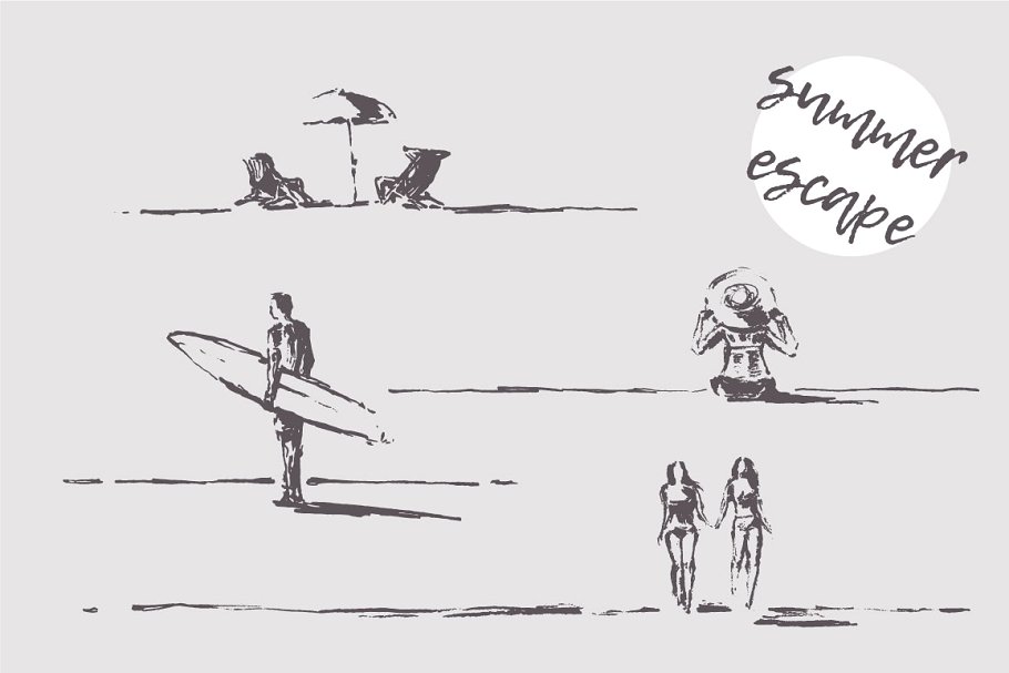 滨海景观素描贴图 Landscapes with seaside view