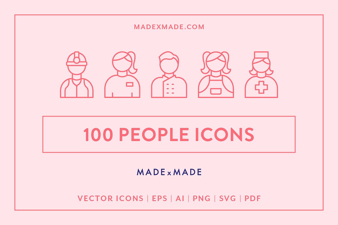 100+人物主题矢量线框图标下载