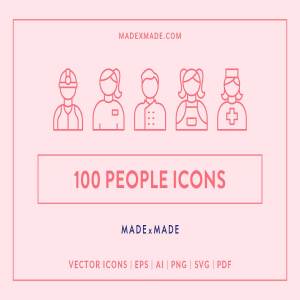 100+人物主题矢量线框图标下载