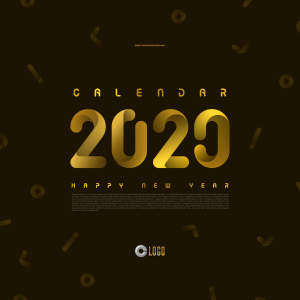 扭曲效果2020金色字体海报传单设计素材[PSD]
