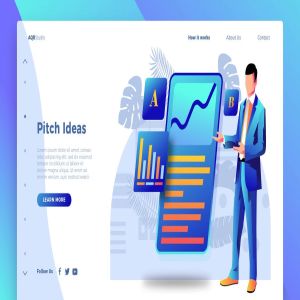 投资策划理念概念插画网站Banner＆着陆页设计模板 Pitch Ideas – Banner & Landing Page