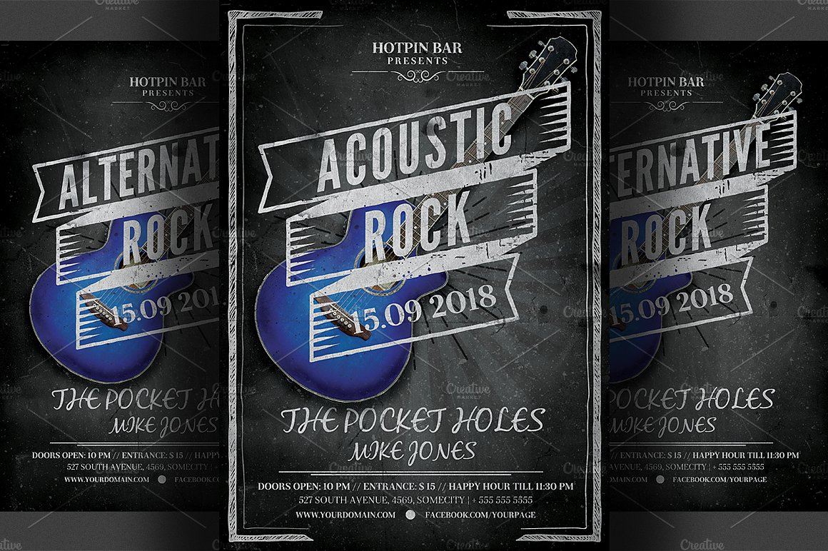 摇滚音乐之夜活动传单模板 Rock Night Flyer Template