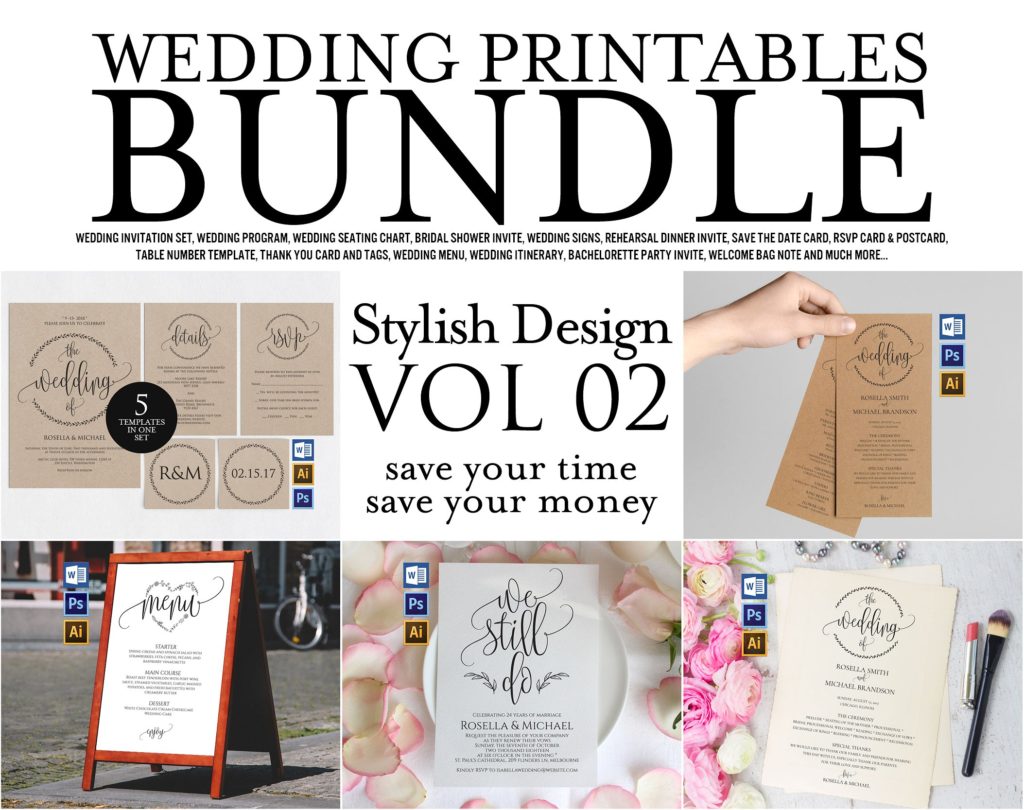 婚礼邀请物料套装打包下载[ai,psd]