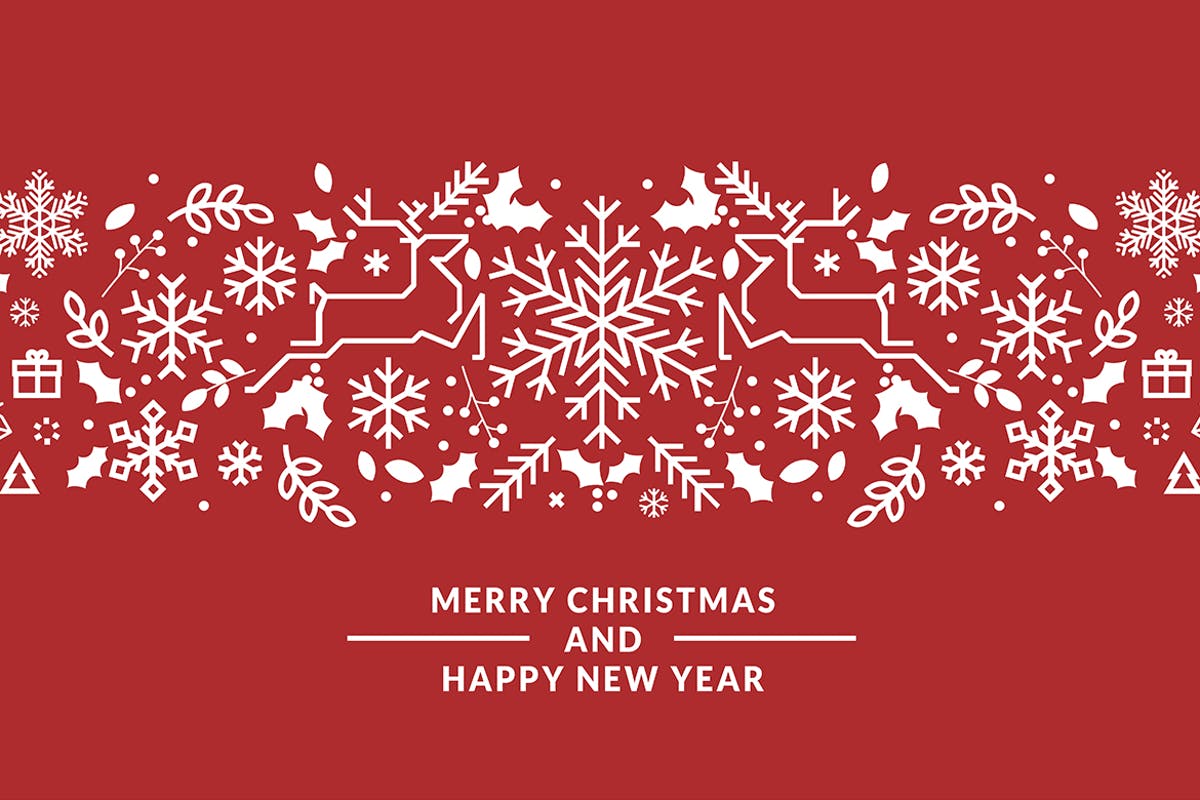 2019年新年贺卡海报剪纸装饰元素矢量图形 Merry Christmas and Happy New Year 2019