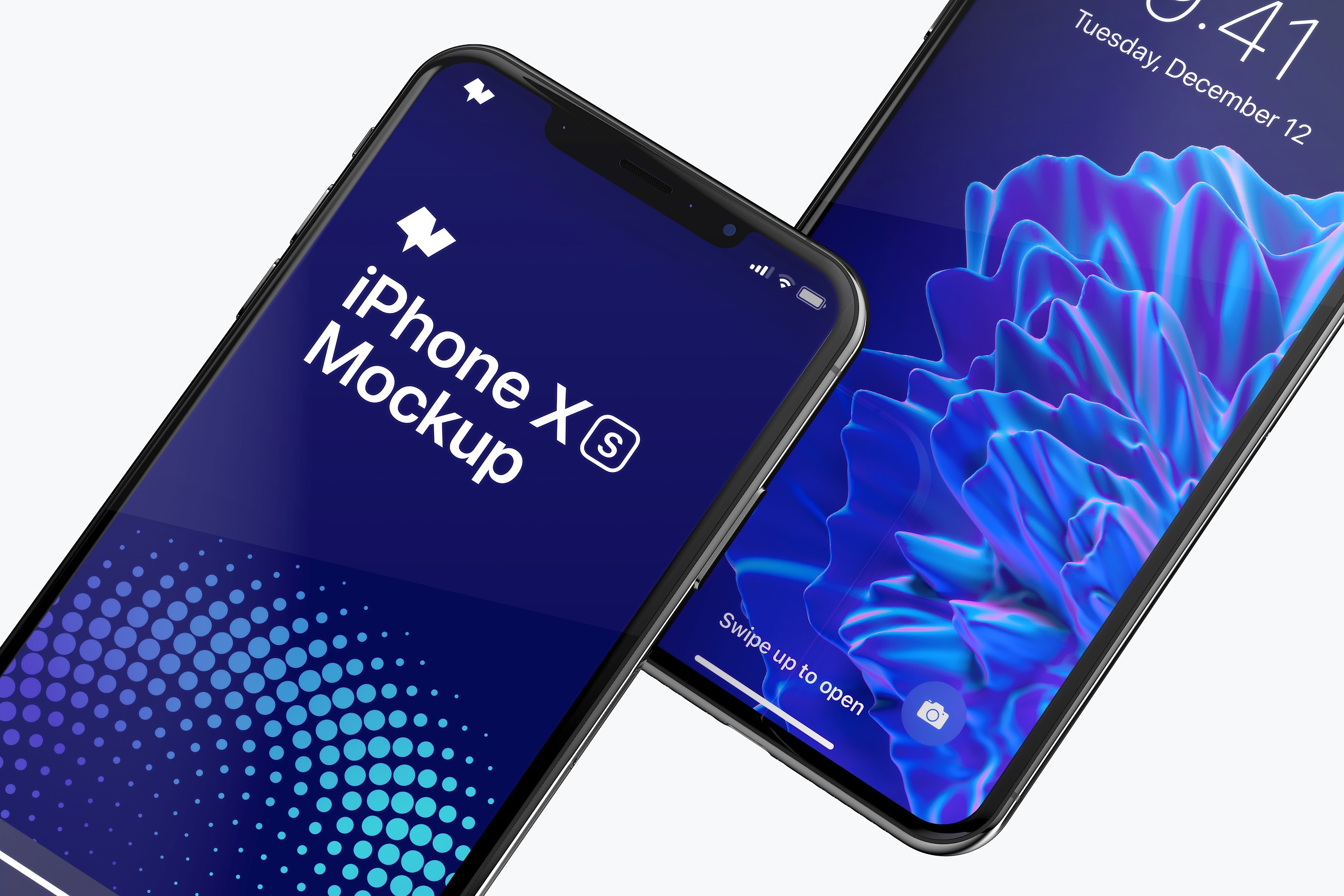 iPhone XS Max手机屏幕UI设计预览图样机模板 iPhone XS Max Mockup, Close Up