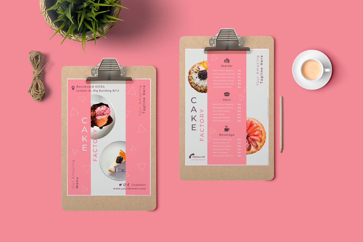 糕点面包烘培店美食菜单模板 Cake Restaurant Menu