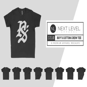 男士棉质短袖T恤服装样机 Next Level 3310 Boy’s Cotton T-Shirt