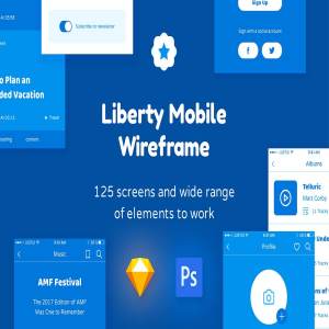 手机应用设计线框图套件 Liberty Mobile Wireframe Kit [ for Sketch &Photoshop]
