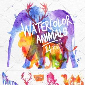 水彩动物图形素材合集 Watercolor Animals