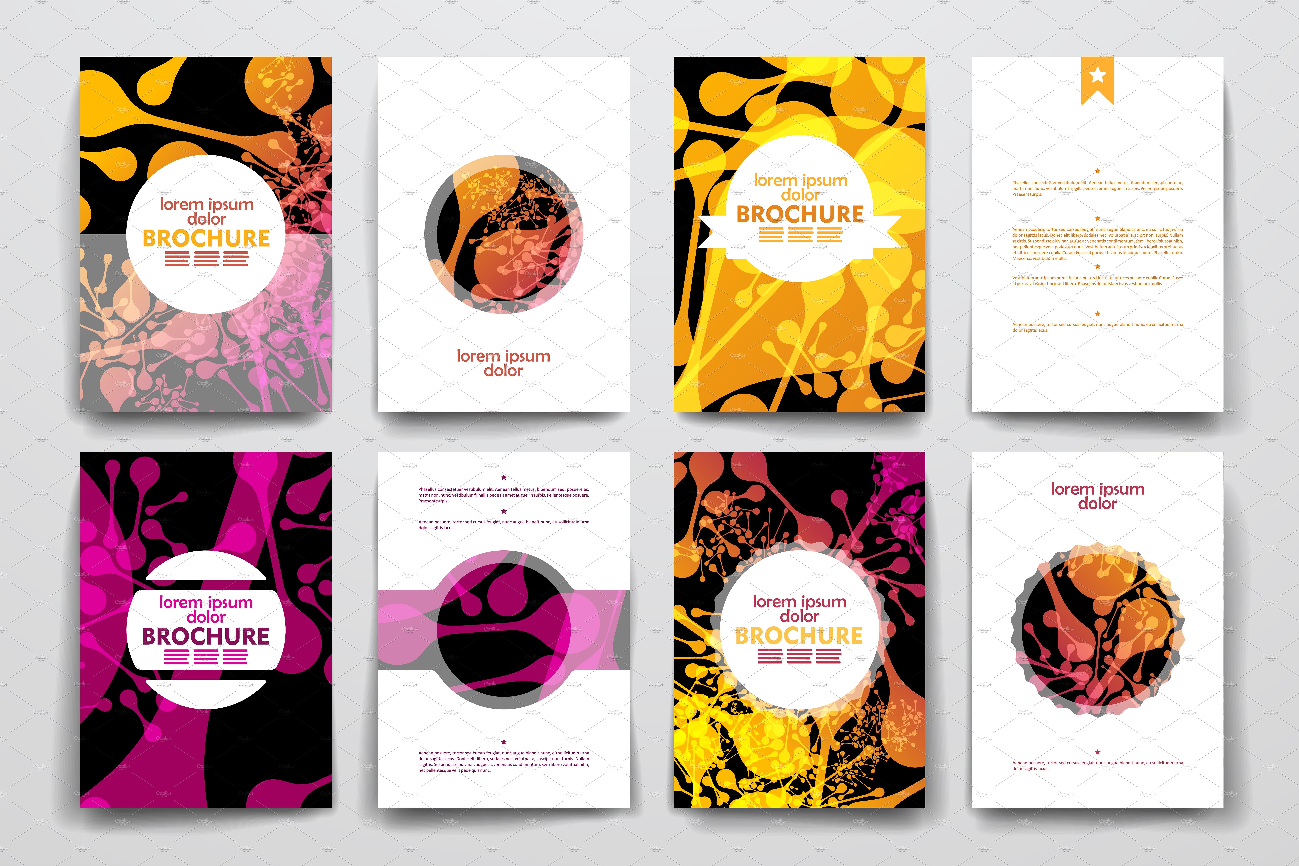 DNA结构图形背景画册模板 Brochures in DNA molecule style