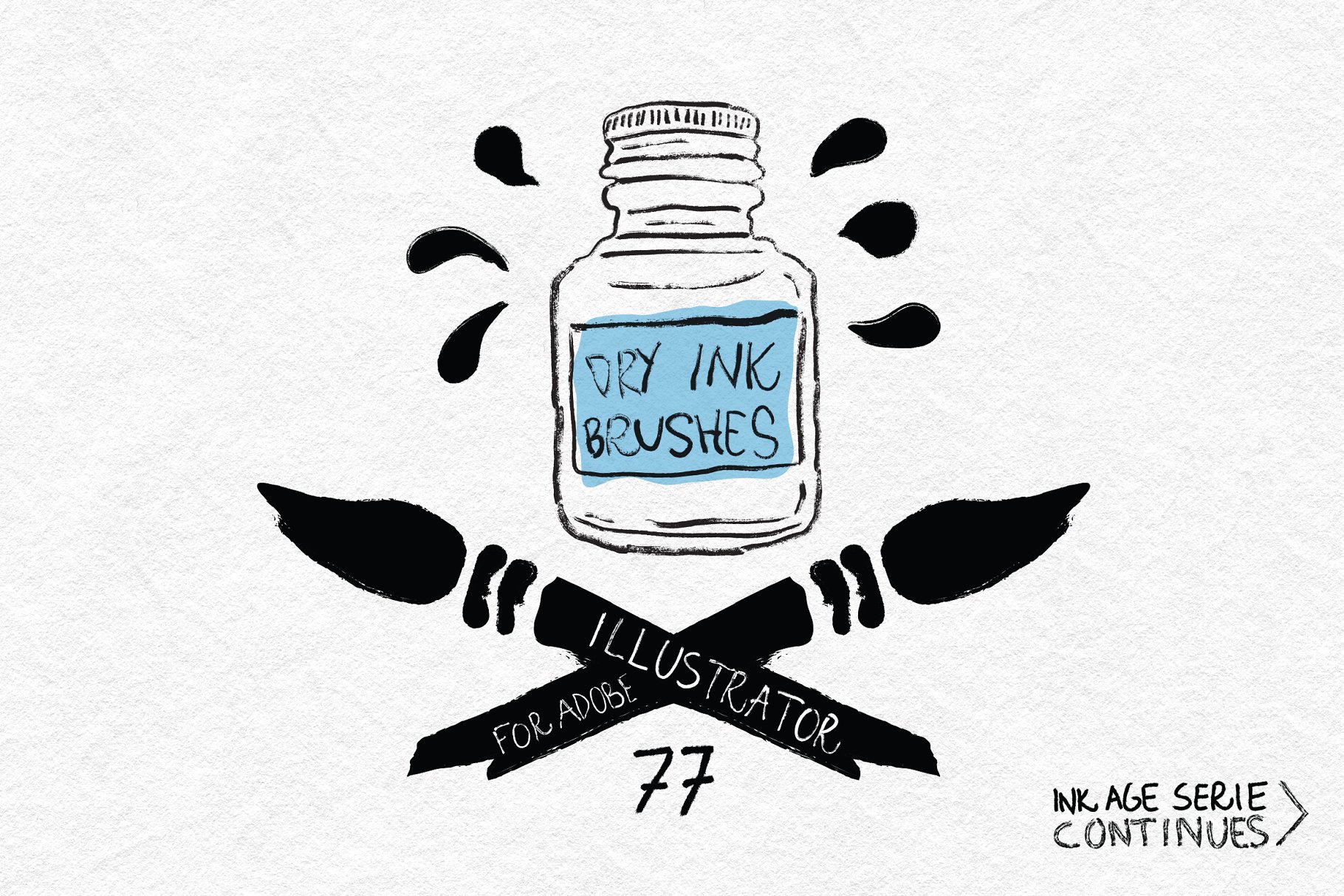 干油墨笔迹笔触AI笔刷 Dry Ink Brushes