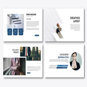 蓝色系扁平设计的商业化PPT模板下载[ppt,pptx]