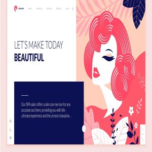 女性时尚主题品牌网站设计抽象概念插画素材 Beauty Web Page Design Template