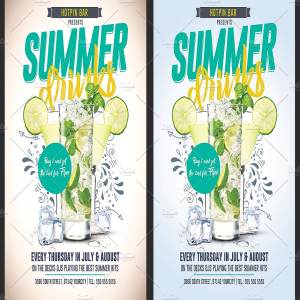 夏季冷饮饮料促销传单模板 Summer Drinks Promotion Flyer