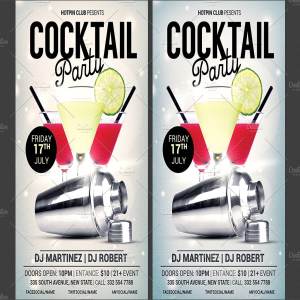高档性感鸡尾酒舞会活动传单模板 Cocktail Party Flyer Template