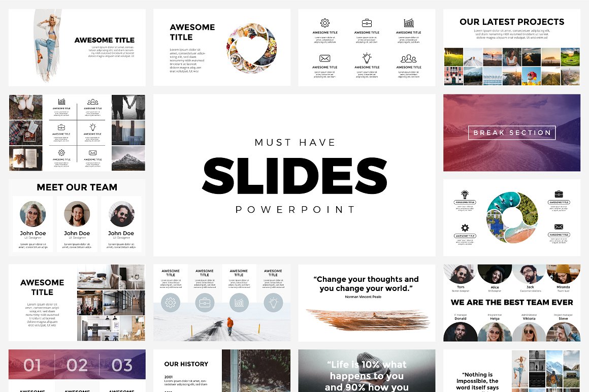 83页独特布局的商业化PPT模板下载Must Have Slides[ppt,pptx]