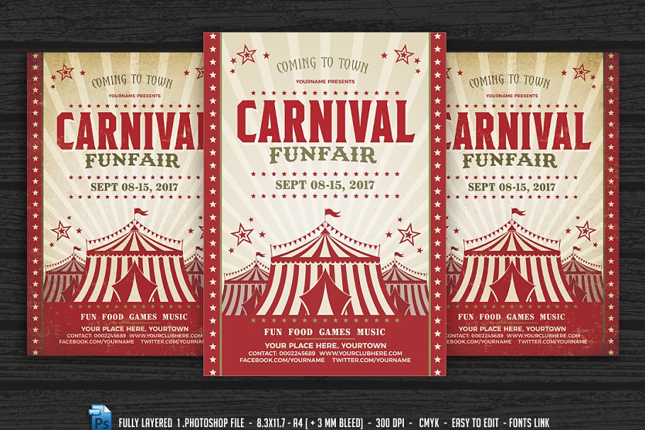 嘉年华&游乐园活动宣传海报传单设计模板 Carnival & Fun Fair Flyer Poster