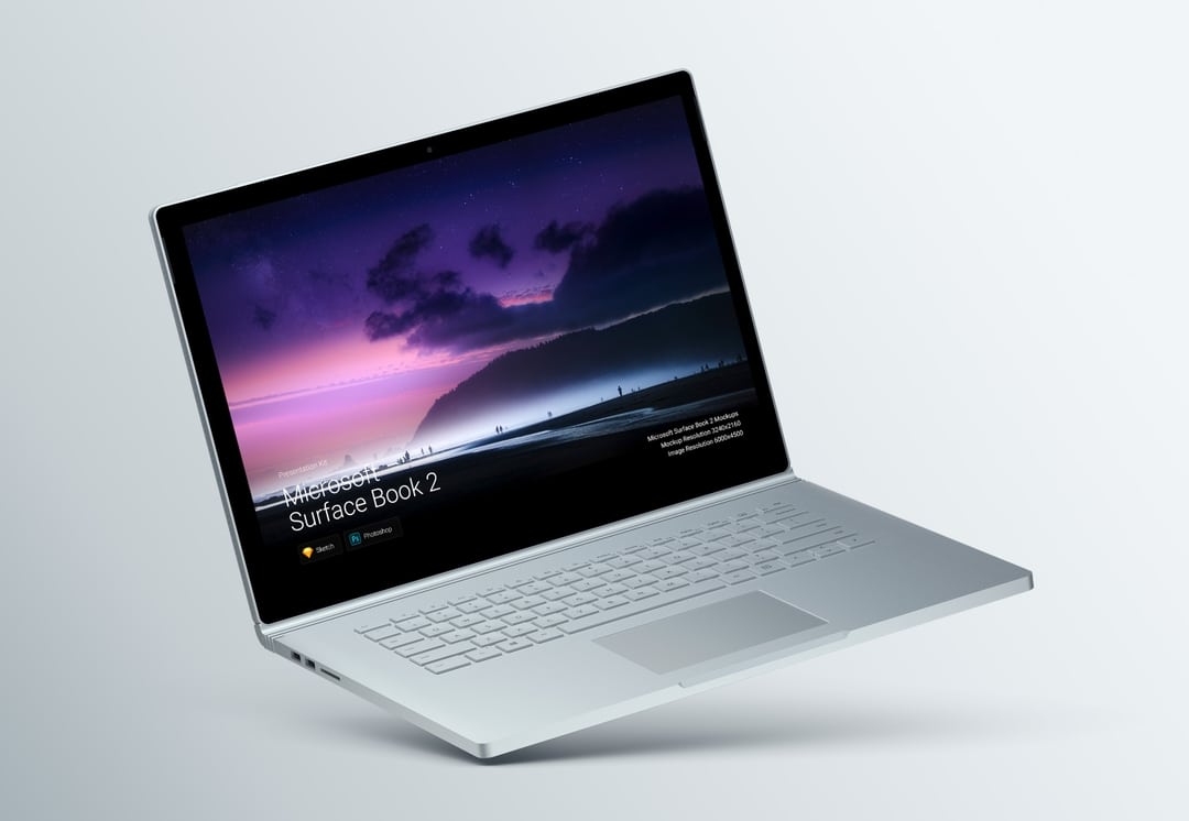 超级主流桌面&移动设备样机系列：Surface Book 2  微软笔记本样机 [兼容PS,Sketch;共2.7GB]