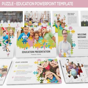 益智拼图教育PPT幻灯片模板素材 Puzzle – Education Powerpoint Template